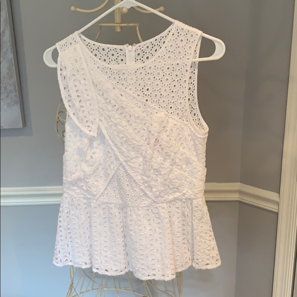 Lilly Pulitzer White Eyelet Peplum Top